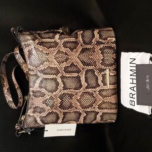 BRAHMIN KATIE Brown Snake Print Crossbody